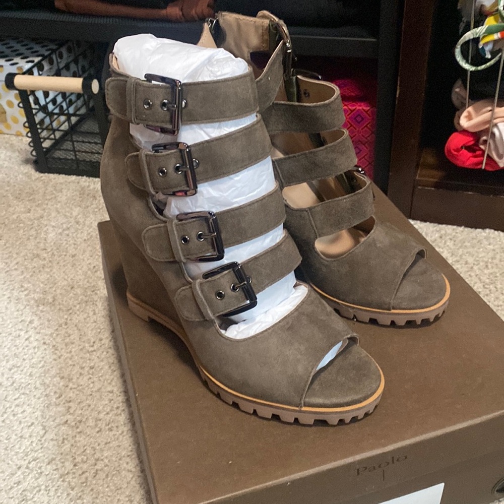 Linea Paolo Wisteria suede buckle booties